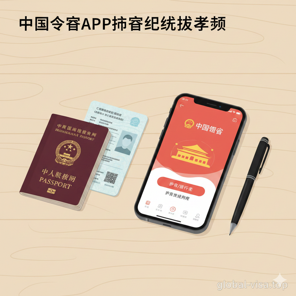 专注于‘中国领事’APP换发护照的扁平化风格教程插图。画面展示一部现代智能手机,屏幕上清晰显示‘中国领事’APP的模拟界面(或简化图标),旁边整齐摆放着旧护照、身份证和一支钢笔,放置在干净的白色或浅木色桌面上。光线柔和明亮,构图简洁有序,传达出‘指尖办理’、‘轻松便捷’的操作体验,帮助用户理解线上办理流程。