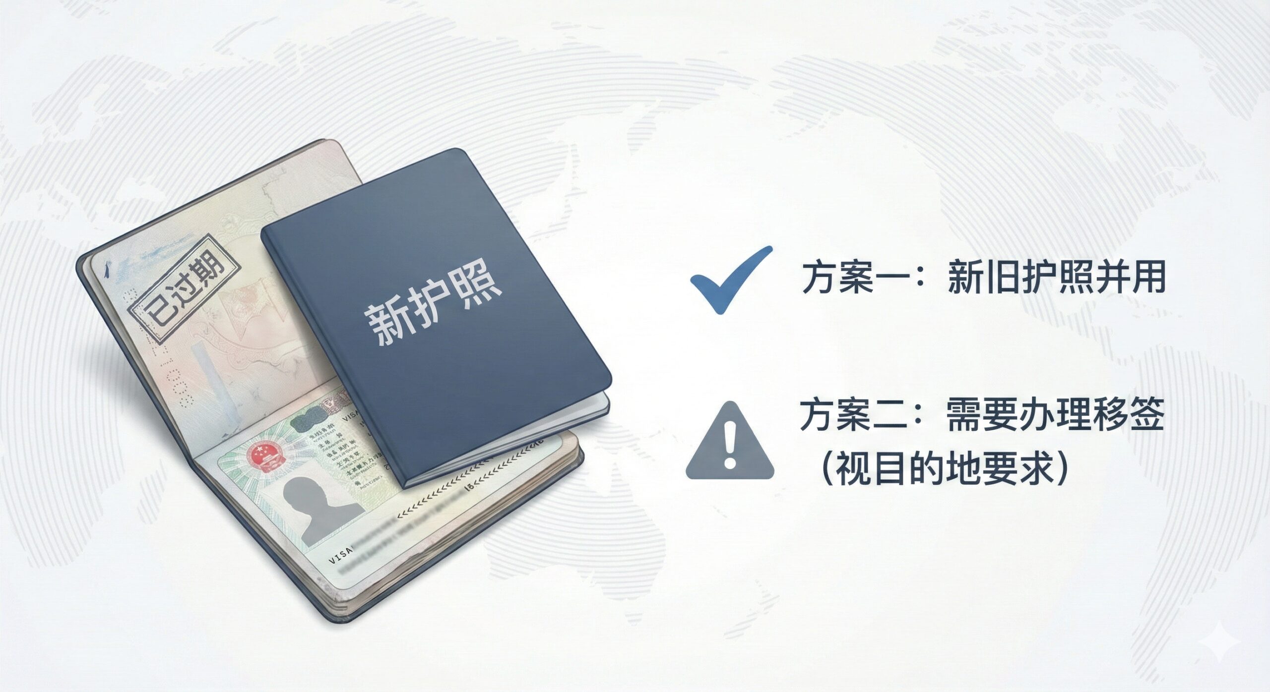 ภาพสรุปวิธีแก้ปัญหาเมื่อวีซ่ายังไม่หมดอายุแต่พาสปอร์ตหมดอายุ