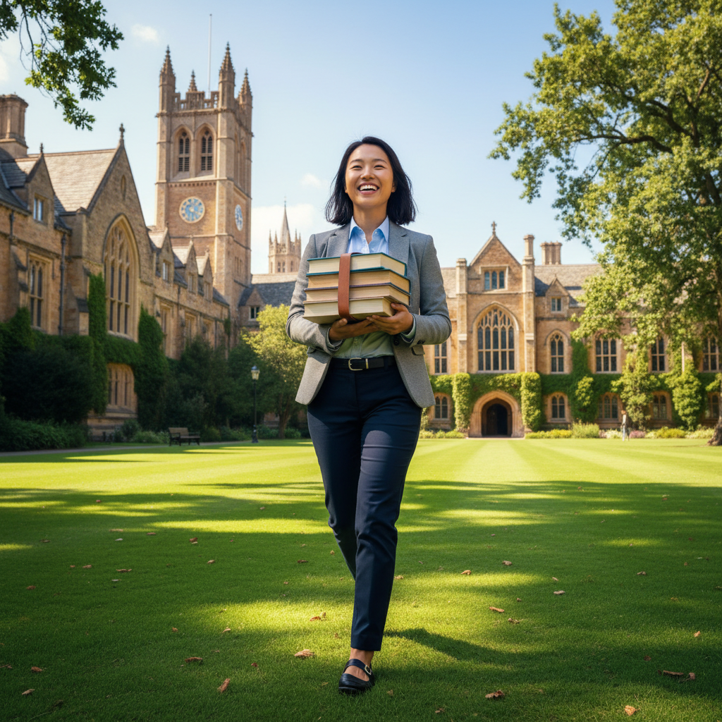 International student on a university campus