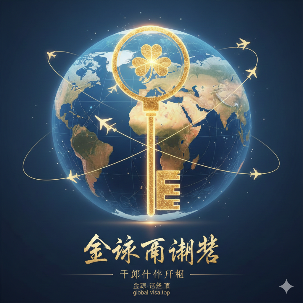 总结图，强调爱尔兰护照是“通往世界的钥匙”。画面应是一个抽象的、充满希望的场景。一个金色或发光的钥匙形状的物体，其齿纹融入了全球各大洲的轮廓。背景是柔和的地球仪和飞机的飞行轨迹，象征着全球通行和家庭资产安全网。色彩以暖色调和深蓝色为主，营造出信任、权威和无限可能的感觉。在前景用艺术字体突出“全球通行证”和“顶级身份规划”的关键信息，作为文章的有力收尾。