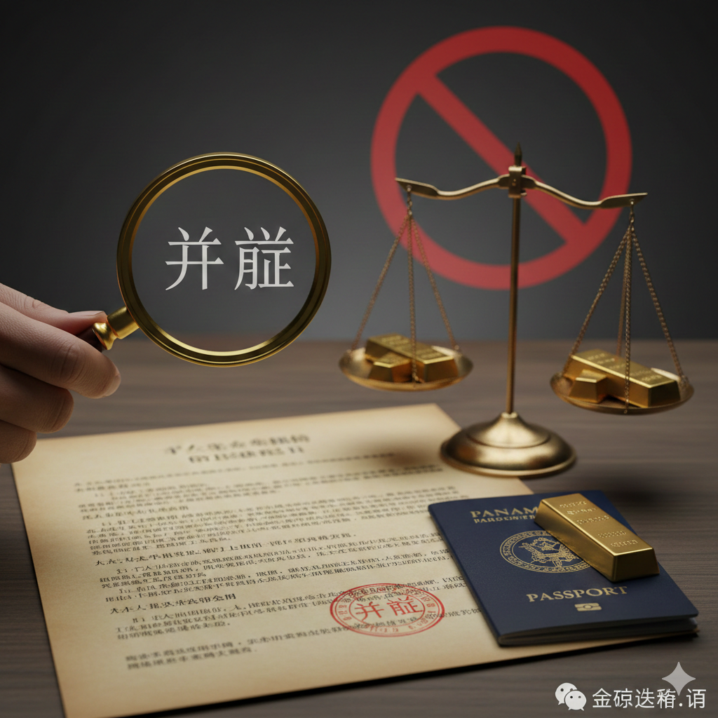 强调合规与避坑的总结性图片。画面特写展示一只手拿着放大镜正在审视一份复杂的法律合同,合同上盖有'APPROVED'的印章。旁边放置着一个法律天平,天平一端是护照,另一端是金条,象征价值对等与法律公正。背景阴影中隐约可见红色的禁止符号,暗示拒绝非法捷径。整体光影庄重严肃,传递出global-visa.top平台的专业严谨与值得信赖。