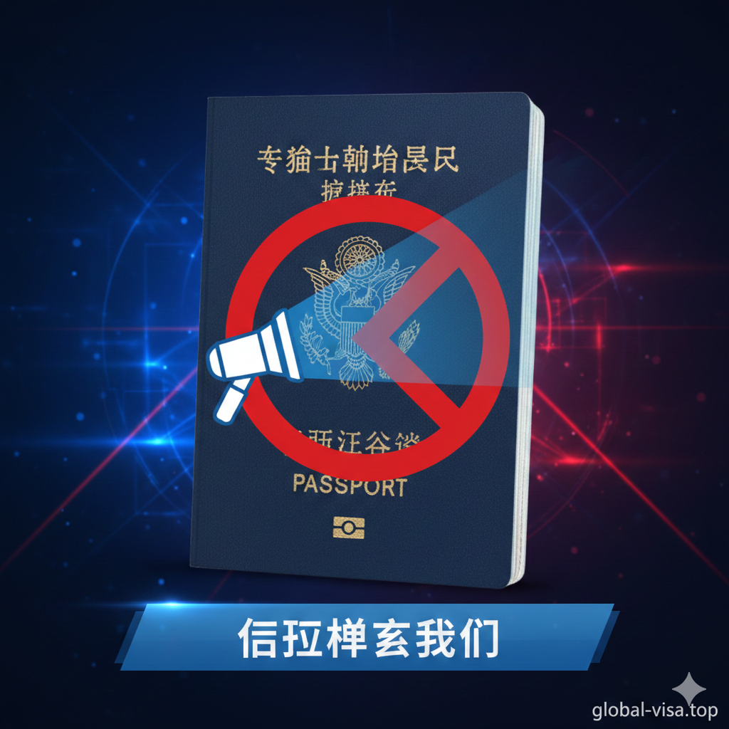 图片用于总结并呼吁咨询，突出'警惕骗局'。画面中心是一个清晰的马绍尔护照，但被一条醒目的红色禁止标志（斜杠）覆盖，象征避开黑市和骗局。旁边是一个放大镜或探照灯的图标，象征尽职调查和法律咨询。底部配有'立即联系我们'的行动号召文字（中文）的半透明图层。色彩以警示色（红、黑）和信任色（蓝、白）组合，形成强烈的视觉冲击，同时突出专业平台的可靠性。