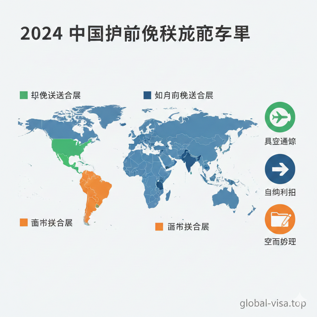 一张清晰的信息图表风格图片，用于解释三种免签政策的区别。画面展示一个风格化的地球仪或平面地图，用三种不同的醒目颜色（如翠绿、深蓝、橙色）分别高亮标注“互免签证国家”（如新马泰）、“单方面免签国家”和“落地签国家”。画面旁边配有简约的图标设计，分别代表“直接通关”、“单向利好”和“现场办理”，视觉风格现代、扁平化，便于读者一眼看清政策分布，增强文章的数据专业度。