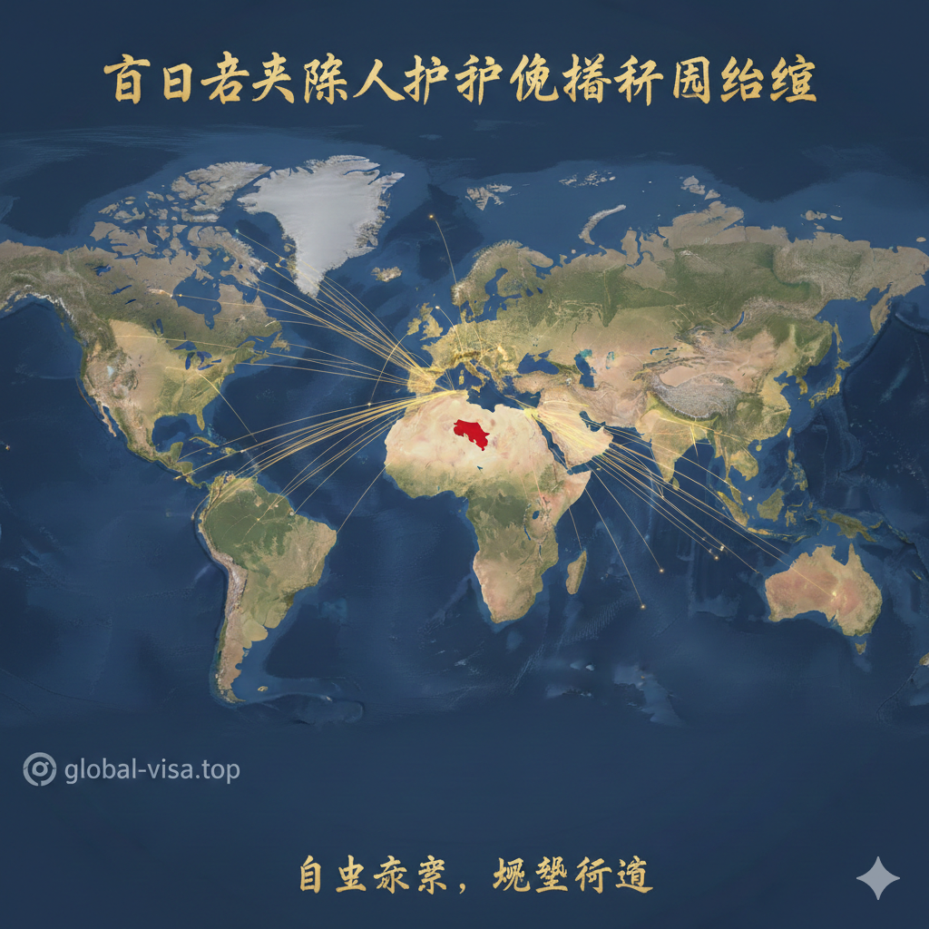 一张总结性的世界旅行地图。画面主体是一个俯视角度的地球仪或平面世界地图,上面用密集的、代表航线的线条或光点,从哥斯达黎加延伸至全球各大洲(欧洲、美洲、亚洲)。重点在欧洲、南美洲和部分亚洲发达国家区域进行高亮标记,象征着护照的强大覆盖范围。整体色调采用柔和的大地色和海洋蓝,线条使用动态的金色或红色,传达出“自由旅行,无界限”的积极感受,作为文章的收尾总结。