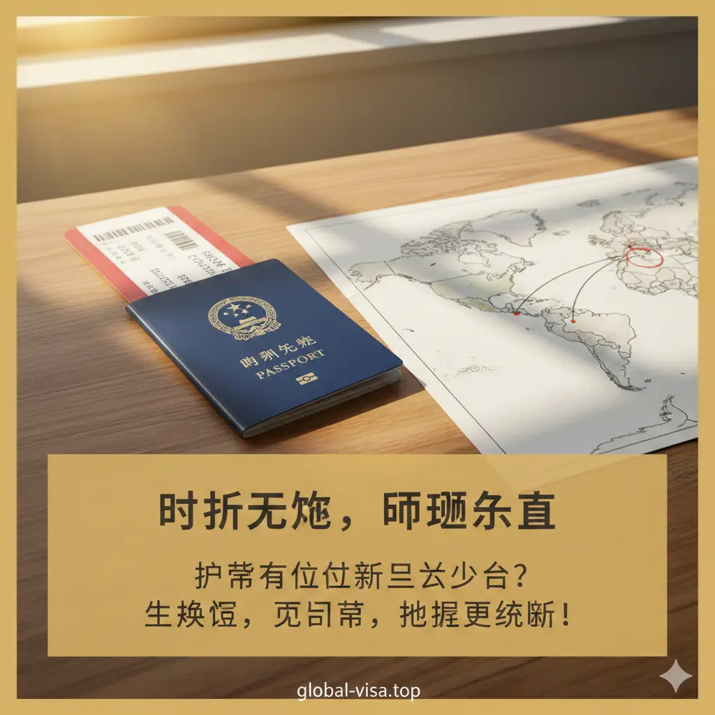 一张温馨且具有总结意义的结束图。画面背景是一张整洁的办公桌面,上面摆放着一本全新的护照、一张已经打印好的登机牌和一张通往目的地的手绘地图。金色的阳光从侧面洒入,营造出旅行准备就绪的安心感。色彩以暖色调和自然的木纹色为主,构图采用对角线排列,寓意通过正确的换证处理,旅程最终会从不确定转为圆满与安全。