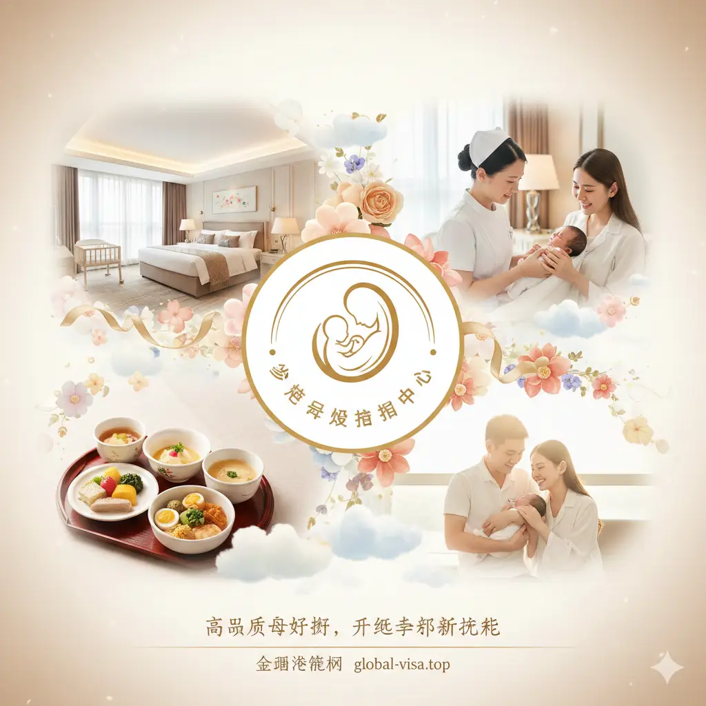 一张总结性的视觉大图，融合了夏贝尔的居住环境与人文关怀。画面中心是Logo，四周展示套房实景、医护巡诊及一家人欢聚的瞬间。