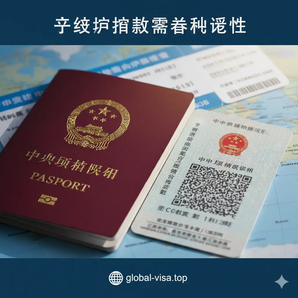 一张高质量的特写构图，画面中心是一本深红色的中国护照原件，旁边整齐叠放着一张现代化的居民身份证。背景是模糊的全球地图和旅行登机牌，整体色调采用温暖的阳光色结合冷静的科技蓝。光影聚焦在护照表面的金色国徽上，视觉风格专业、权威且充满探索感，完美契合申请护照时需要提供哪些基本证件的主题。