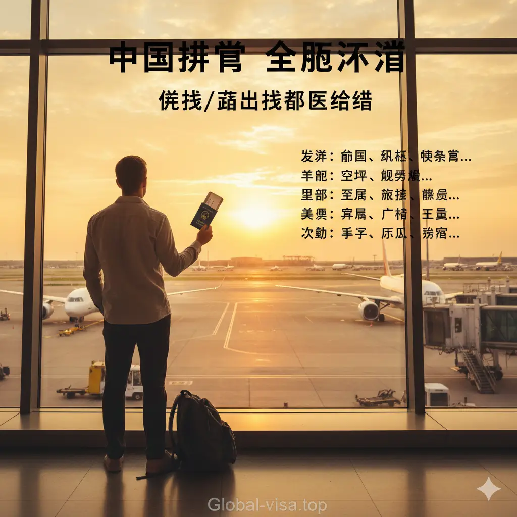 一张充满归属感与期待感的总结图。画面是一个旅行者站在机场巨大的落地窗前,望着夕阳下的停机坪,手里拿着护照和登机牌,背影显得自信且从容。画面下方有淡淡的‘Global-visa.top’水印纹理,色彩呈现温暖的黄昏调,给人以旅行圆满结束或新征程开启的希望感,文字排版空间充足,适合作为文章结尾的视觉收官。
