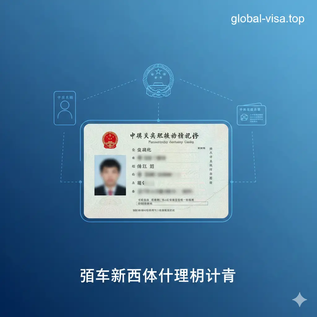 展示租车所需证件核心功能的特写图。画面中心是一个放大的驾照正本，周围环绕着半透明的图标，分别代表身份证、港澳通行证和回乡证。背景使用了极简的办公蓝调，证件细节清晰可见但隐去个人敏感信息。构图简洁，重点突出‘全球身份识别’的概念，风格现代且具有公信力，适合global-visa.top的品牌调性。