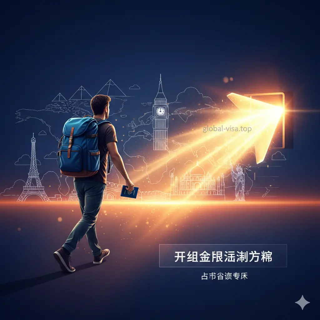 展示高净值人群投资入籍优势的视觉图。画面结合了高端资产配置元素，如钢笔、房产合同、精致的地球仪以及多国护照组合。背景是极简主义的现代办公室窗外景色，色彩以高级灰、香槟金为主。