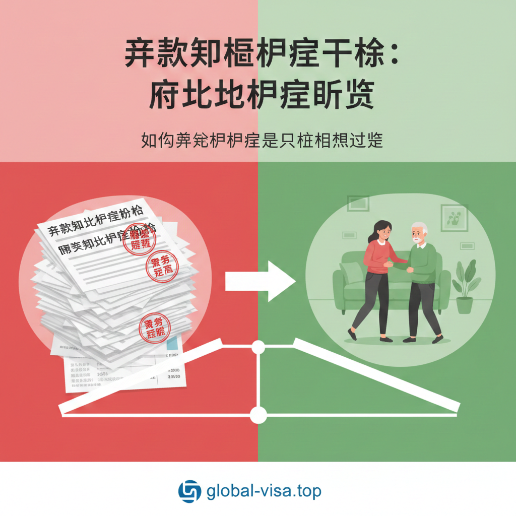 一张对比鲜明的教程示意图，旨在解释'无法合理获得护理'这一难点。左侧展示堆叠的澳洲本地护理机构报价单和红色的'拒绝服务'印章，象征高昂费用或服务缺乏；右侧展示申请人提供贴身照顾的绿色温馨场景。中间用箭头和天平连接，天平向亲属照顾一方倾斜，直观地表达为何海外亲属护理是唯一合理的选择。配色使用红（警示/困难）与绿（解决方案/通过）的对比，视觉引导性强。