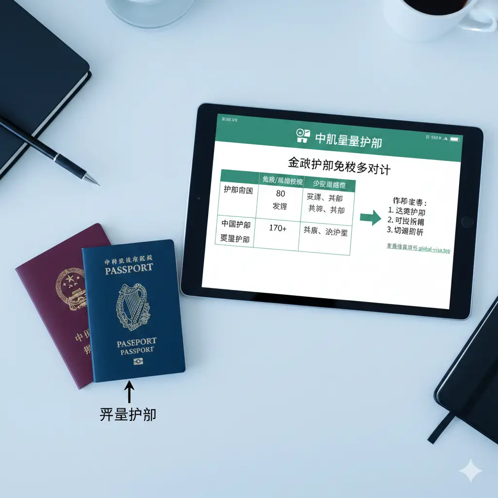 一张清晰的申请教程示意图。画面采用俯视视角，展示一个整洁的桌面，上面有一台正在运行申请页面的笔记本电脑。屏幕上清晰显示着申请步骤1-2-3的图形化指引。旁边放着一支钢笔和一本护照，方便读者直观理解申请流程。色彩明亮，对比度高，构图平衡，引导读者的注意力集中在‘简单申请’的核心信息上。