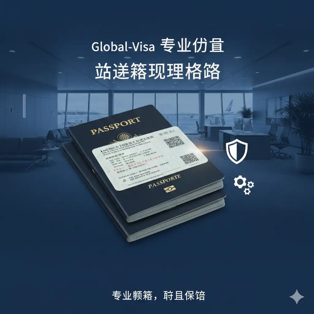 一张体现Global-Visa专业优势和旧签证处理攻略的视觉图片。画面中展示新旧两本护照整齐叠放，旧护照露出带有美国十年签证或申根签证的内页，且签证页完好无损（未被剪角）。背景是干净的机场贵宾厅或现代化的办公环境，色调采用信任感十足的深蓝色。构图重点在于展示新旧护照的‘平稳过渡’，象征着签证权益的延续和专业服务的保障。